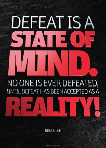 Poster bruce lee - defeat is a state of mind